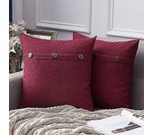 Conjunto de 2 Fundas de Almohada de Tiro de Lino Decorative Funda Cojín Triple Bottom Vintage Granja