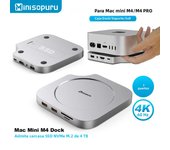 Minisopuru Mac Mini M4 Hub Dock Stand With M.2 SSD Enclosure 4K60Hz HDMI SD/TF USB C HUB Docking Station for Mac Mini M4/M4 Pro