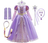 Rapunzal Princess Girl Dress Cosplay Tangled Halloween Party Vestido Kids Birthday Christmas 2-10T