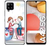 Tumundosmartphone Funda Gel Tpu para Samsung Galaxy A42 5G diseño Café Dibujos