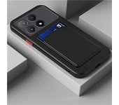 Card Slot Holder Phone Case For Poco F6 F5 F4 F3 Pro Liquid Silicone Wallet Back Cover For Poco X6 X5 X4 X3 M6 M5 M4 Pro 5G Capa