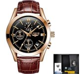 LIGE New Fashion Men's Watches Top Brand Luxury Casual Military Leather Quartz Man Watch Business Waterproof Sports Chronograph