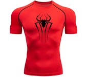 Spider Print Compression Shirts for Men Summer Short Sleeve Rash Guard Gym Workout Tshirt Athletic Quick Dry Undershirts Tops