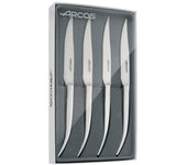 Arcos Serie Cuchillos de Mesa - Pack 4 uds Cuchillo Chuletero - Monoblock de Acero Inoxidable de 110 mm - Cuchillo Monoblock Acero Inoxidable Color plata
