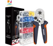 WOZOBUY Ferrule Crimping Tool Kit with Ferrules Insulated Wire Terminals, Ratchet Wire Crimper for Electrical Wire Connectors