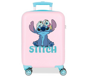 Maleta de Cabina Stitch, Trolley de Cabina Stitch, Maleta de Mano, Trolley de Mano, 4 ruedas giratorias 360º, Asas Extensibles, ABS, Licencia 100% Original, Color Rosa, 50 x 33 x 20 cm, Joumma - Kiglam