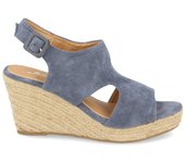 Davinia Shoes Sandalia de Mujer Semicerrada de Moda con Cuña de Yute, Pala de Ante con Abertura Lateral y Hebilla en el Tobillo. Primavera Verano 2020. Shoes&Blues.es YT5558-Azul