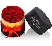 Rosas Rojas Conservadas en Caja de Flores Pequeñas Flores Reales Hechas a Mano Pétalos Eternos, Regalos Románticos para Novia, Día de la Madre Cumpleaños Boda Navidad-