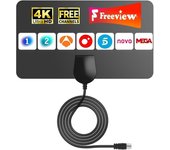 Antena de TV Interior,Antena HDTV Digital con Amplificador y Cable Coaxial para Canales Locales, Compatible con HD 4K 1080P VHF UHF,120km señal de Rango de televisión Libre