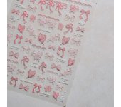 Pink black bow retro printed bow macaron bow 5D embossed self-adhesive manicure stickers high quality nail stickers