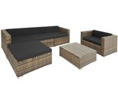 Tectake - Conjunto de ratán Milano | Cojines mullidos para máximo confort con grosor aprox. 7 cm | Todos los cojines tienen un acolchado de 7 cm | Mesa con tablero de cristal