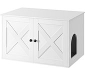Feandrea Mueble Arenero para Gatos, Caja de Arena Oculta con Separador Extraíble, Mesa Auxiliar, Casa de Interior para Gatos, 80 x 53 x 50 cm, Greige/ Blanco/ Marrón Rústico/Marrón Rústico y Negro