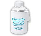 MERCHANDMANIA Bidón cristal con Funda soft shell frase motivadora cuando quieres puedes tapon seguridad botella