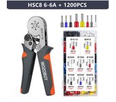 WOZOBUY Ferrule Crimping Tool Kit,HSC8 6-6A/6-4A Ratchet  Crimping Pliers, for Tubular Terminals,(Silver Head）