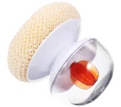Verde Cocina Scrub Brush Cepillo Redondo de la Olla con Asas Dish Scrubber Ball Scrubber Cleaning Pads Scraper para Wok Pot Pan Sink Blanco