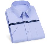 Mens Short Sleeve Shirt Business Casual Classic Plaid Striped Checked Male Social Dress Shirts Purple Blue 5XL Plus Large Size