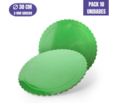 Base Para Tarta Redonda De 30 X 0,3 Cm - Verde (acabado Ondas) [10 Uds]
