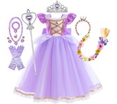 Rapunzal Girl Princess Dress Cosplay Tangled Halloween Birthday Party Vestido Kids Birthday Costume