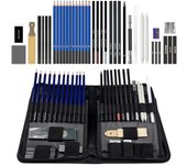 40 Piece Professional Sketch Pencil Drawing Kit,Pro Art Sketch Supplies, Including Graphite Pencils, Pastels, Sharpener and Eras
