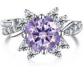 JoyceJelly Sterling S925 Silver Ring With 2 Carat Colorful Moissanite Women's Luxury Wedding Jewelry Snowflake Design Size5-9