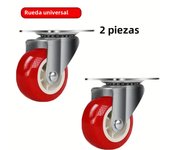 4-Pack PVC 1.97 "Universal and directional casters, quiet red rotating wheels, wheelbarrow, furniture project trolley