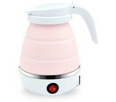 Hervidor eléctrico portátil plegable pequeño, hervidor eléctrico plegable de silicona, adecuado para acampar, fácil de almacenar 600 W, 220 V (rosa)