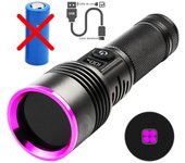 High Power Black Mirror Purple Light Detection Torch Powerful 365NM UV Flashlight Type-C USB Rechargeable LED Ultraviolet Lamp