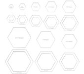 Plantilla de acolchado hexagonal de 16 tamaños, regla de máquina de coser intrincada de acrílico, plantilla de enrutador de placa de presión transparente para manualidades de corte de patchwork a mano, 6 mm de grosor