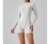 Zipper Tracksuit Set Women Yoga Jumpsuit Stand Collar Half Long Sleeved High Waist Butt Lift Fitness Sports Bodysuit Leggings