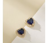 Trendy Love Heart Rainbow Crystal Tiny Stud Earrings For Women Gold Silver Color Multicolor Birthstone Jewelry Mother's Day Gift