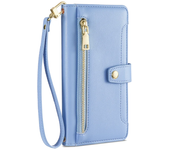 Fashion Zipper Wallet Crossbody Case for VIVO V29 Lite V27 V25 V23 V20 V21 V19 Pro V27E V23E V21E Flip Cover with 2 strap