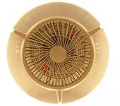 NARVI Ventilador de techo plafón dorado,con aro transparente. Luz LED. 7 aspas. Mando a distancia. Ref. 6004 AB Moscú