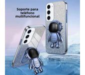Luxury Plating Astronaut Holder Case For Samsung Galaxy S24 S23 S22 Ultra S20 S21 FE S10 Plus Note20 A14 A54 A14 Silicone Cover