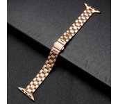 Slim Metal Strap for Apple Watch Ultra2 49mm 45 44 42 41 40 38mm Three Bead Stainless Steel Watch Band for iWatch 9 8 SE 7 6 5 4
