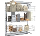 vidaXL Cesta Extraíble Cocina 3 Niveles Alambre Plateado Canasta Dimensiones 47 x 15.5 x 55.5 cm, 47 x 25 x 56 cm, 47 x 35 x 56 cm