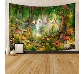 Fairy Tale Forest Tapestry Wall Hanging Fantasy Magic Garden Mushroom Aesthetic Kid Girl Bedroom Living Room Dorm Party Decor