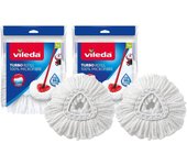 Vileda Turbo  Classic, Cabezal de Recambio de fregona de Microfibra, Blanco, 2 Unidades