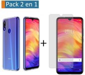 Tumundosmartphone Pack 2 En 1 Funda Gel Transparente + Protector Cristal Templado para Xiaomi Redmi Note 7