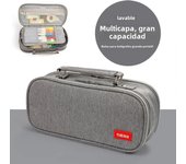 Multi layer large capacity canvas pencil case for students, simple and multifunctional pencil case, hand-held stationery storage