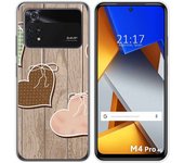 Funda Silicona para Xiaomi POCO M4 Pro 4G diseño Corazones Madera Dibujos
