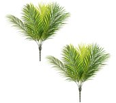 2PCS Artificial Tropical Palm Plants Plastic Shrubs Fern Leaves Grass Fake Plant Bushes for Outdoor Home Room Garden Yard Decor