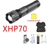 Portable 4 Core Led Flashlight Aluminum Alloy XHP70.2  XHP50.2 Usb Rechargeable Zoomable Lantern 18650 AAA Battery Hunting Torch