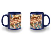 MERCHANDMANIA TAZA COLOR NEGRO RECUADRO playa amigos fiesta tumbona arena agua color mug