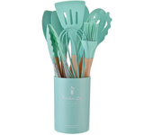 Set De Utensilios De Cocina Ecológicos De Silicona No Adherente Con Mango De Madera 12 Piezas Incluye Espátula Shovel Batidores De Huevo Herramientas De Cocina