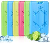 Marca - Paquete de 6 Bloques de Congelador para Bolsas Frescas - Hielo Grande - Caja Fría - 16x10cm - Paquete de Hielo Delgado - Caja de Alcaderzo-Paquetes de Congelador Reutilizables - Acampar Al Aire libre