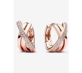 Pandora - Pendientes de Ano con pavé Cruzado-Baño de Gold Rose de 14 K