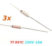 3x THERMAL FUSE FUSIBLE TERMICO TF 95C 250V 10A 95ºC