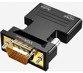 Adaptador de HDMI a VGA con Cable de Audio 1080P 60Hz Convertidor de Vídeo Audio HDMI Hembra a VGA Macho Adaptador