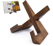Soporte para libros de recetas para cocina, soporte para libros de cocina de madera para soporte de exhibición, soporte para libros de cocina para leer las manos, soporte para libros de cocina