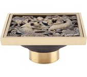 Desagüe cuadrado para piso de ducha, latón antiguo, 10 cm, desagüe para piso de ducha de latón, cubierta de colador de drenaje de residuos de baño, rejilla con cubierta de rejilla extraíble (como un pez en el agua)